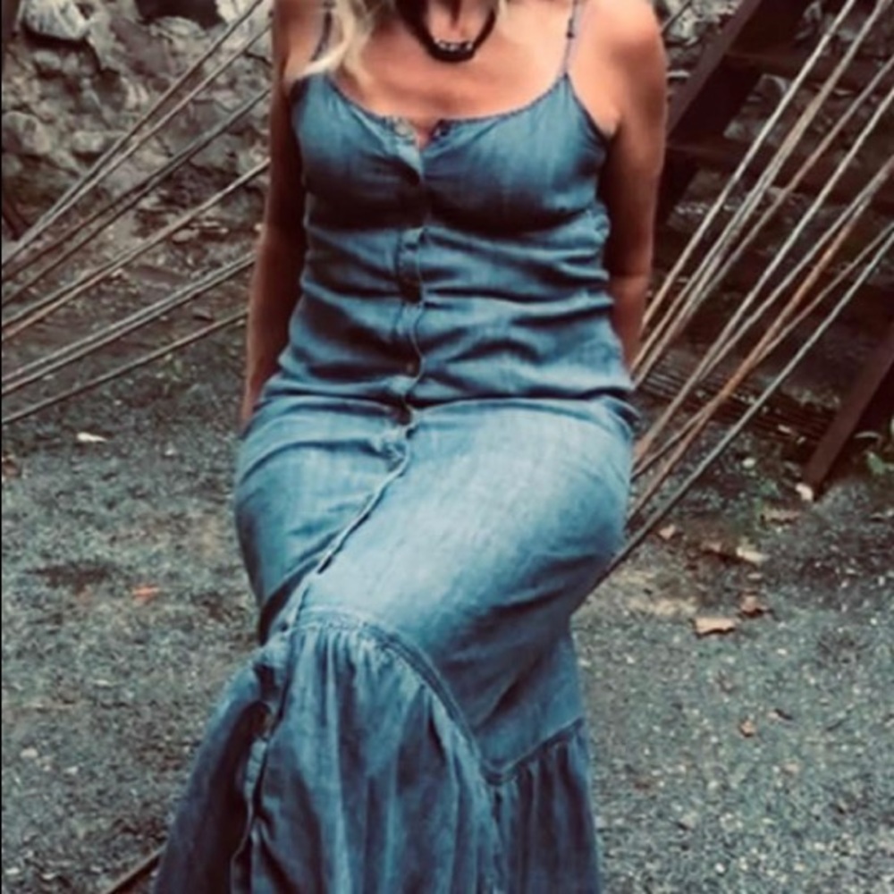 Free People Snap Up Jean Dress - Medium